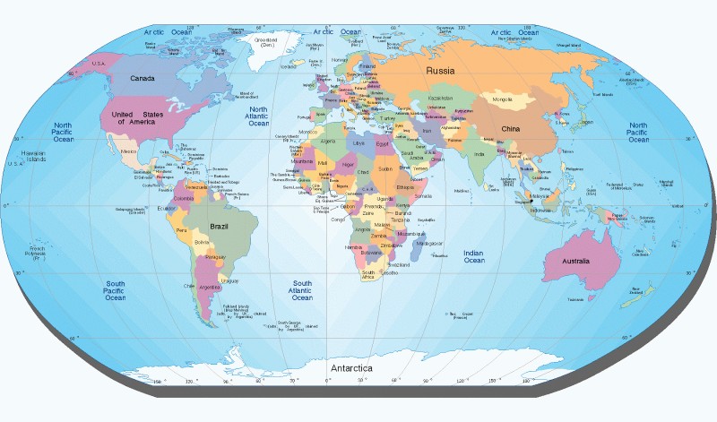 World map including dead countries